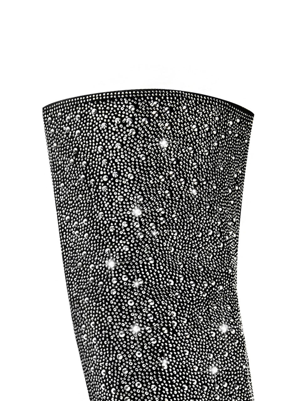Black High Heel Pointed Toes Luxury Bling Rhinestone Boots Shoes