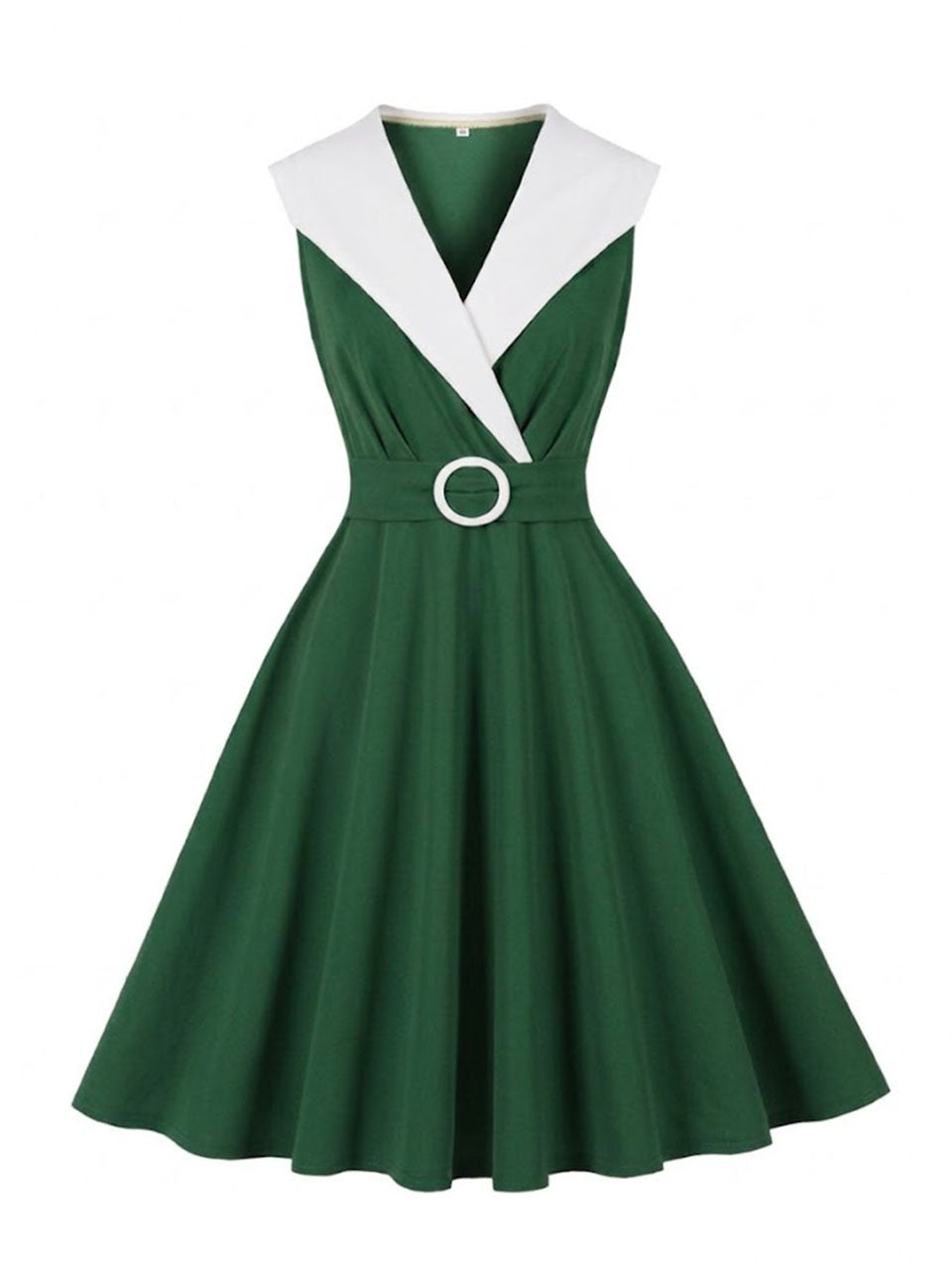 Pin-up Style Vintage 1950s Dark Green Swing Dress