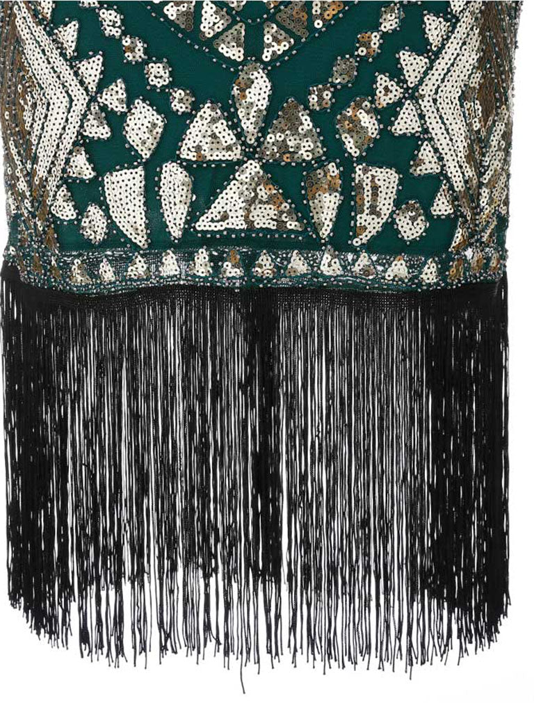 6 Colors Short Sleeve 1920s Sequined Flapper Dress