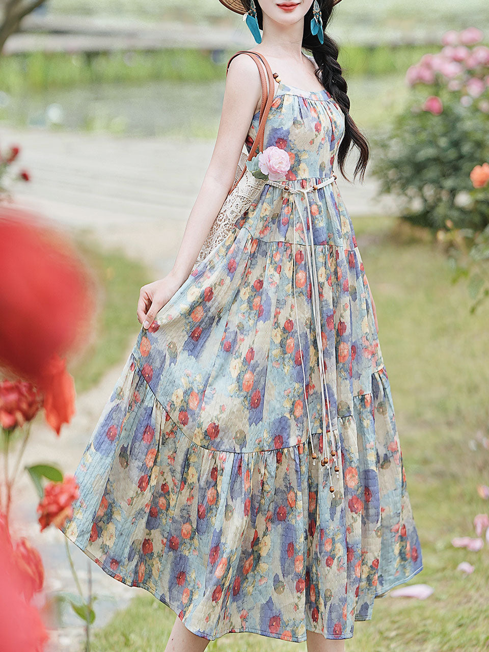 2PS Ethereal Garden Party Floral Spaghetti Strap Dress