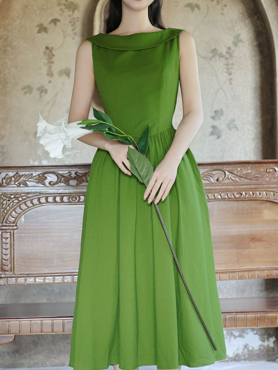 Forest Green Classic 1950s Vintage Dress