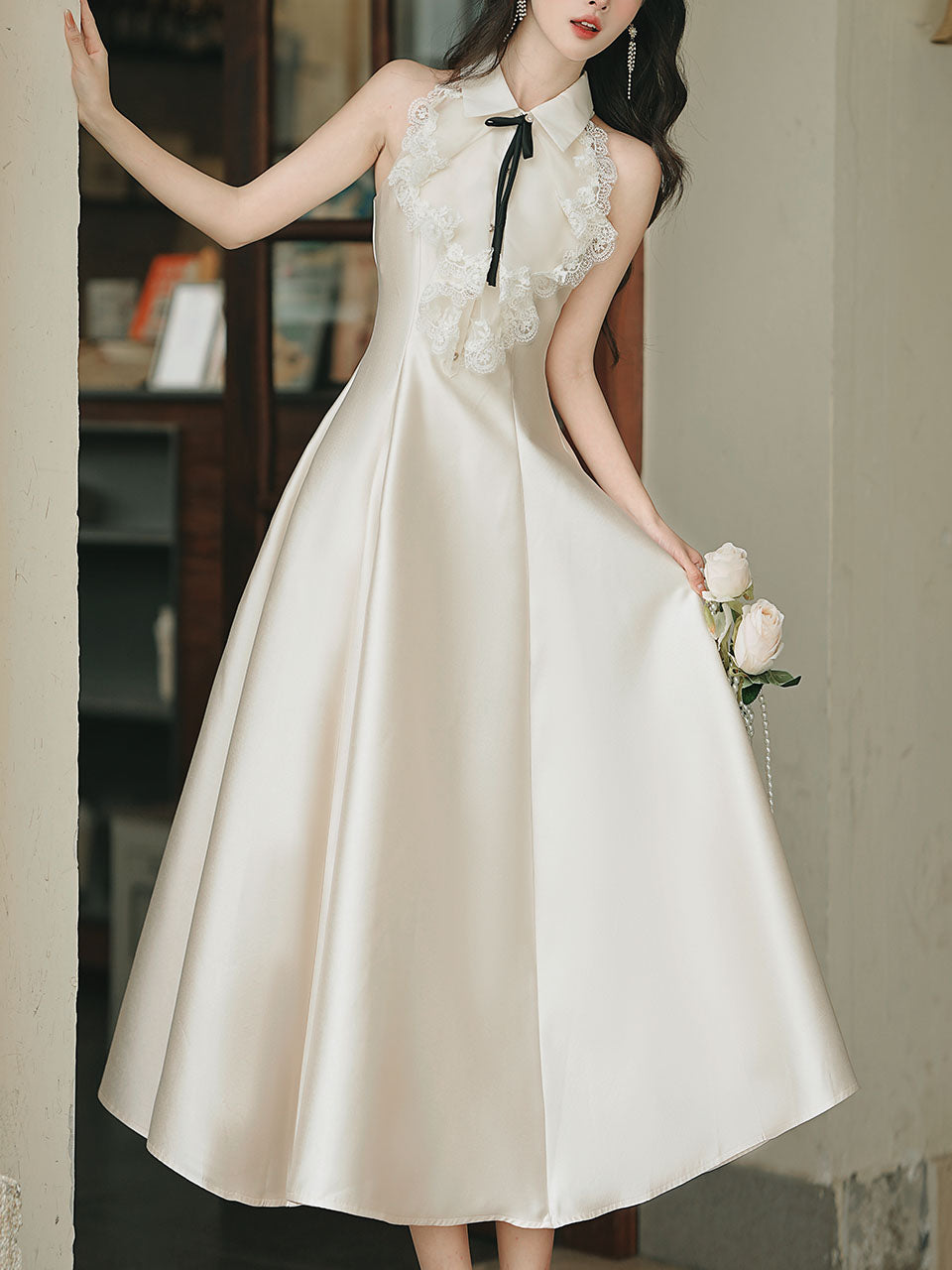 1950s Vintage Halter A-line Gown