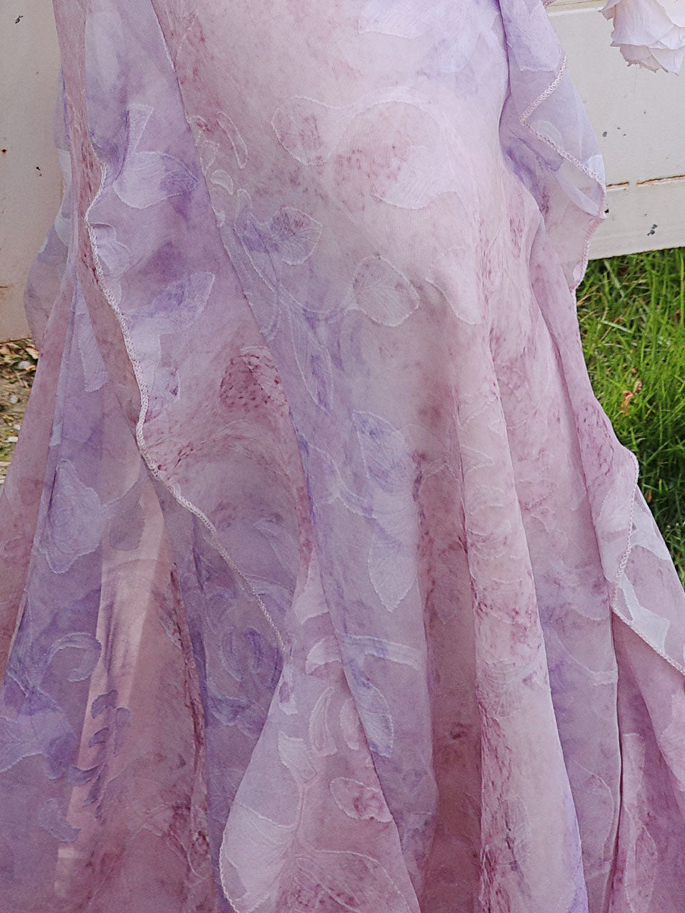 2PS Purple Ruffles Floral Printed Spaghetti Strap Vintage Dress