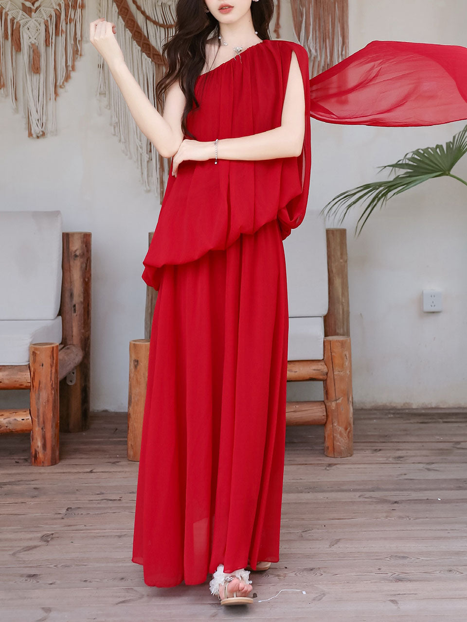 1990s Vintage Red Tube Dress | Strapless Maxi Gown