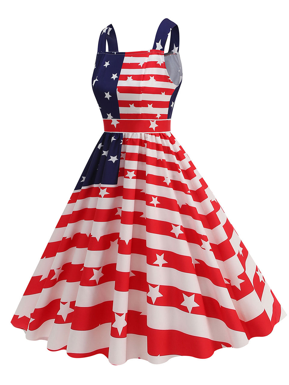 American Flag Stars Stripes Strap 1950S Vintage Dress