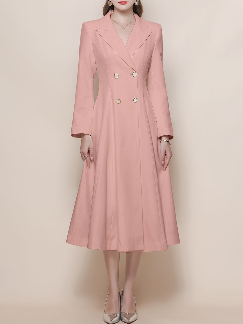White Vintage Style Double Breasted Trench Dress Coat