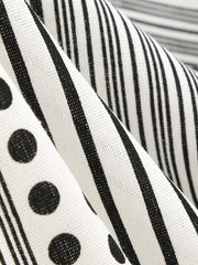 1950s Vintage Polka Dot Vertical Stripes Spaghetti Strap U-Neck Retro Swing Dress