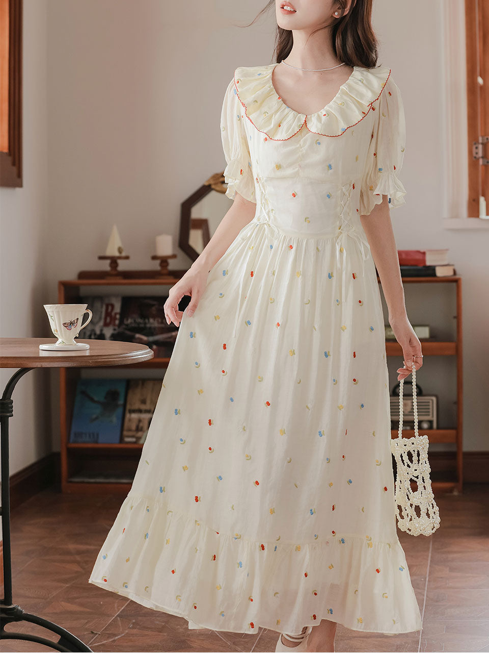 White Peter Pan Collar 1950S Vintage Cotton Dress