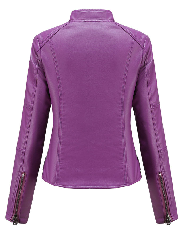 6 Color Long Sleeve PU Leather Motorcycle Jacket