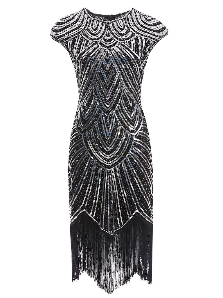 Spaghetti Straps Wine Red  Fringed Roaring 1920s Great Gatsby Dress