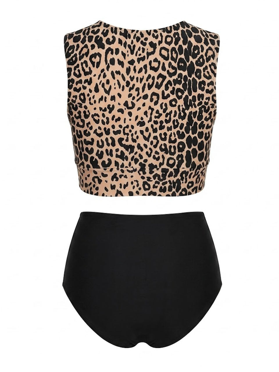 Retro Leopard Print High Waisted Bikini Set