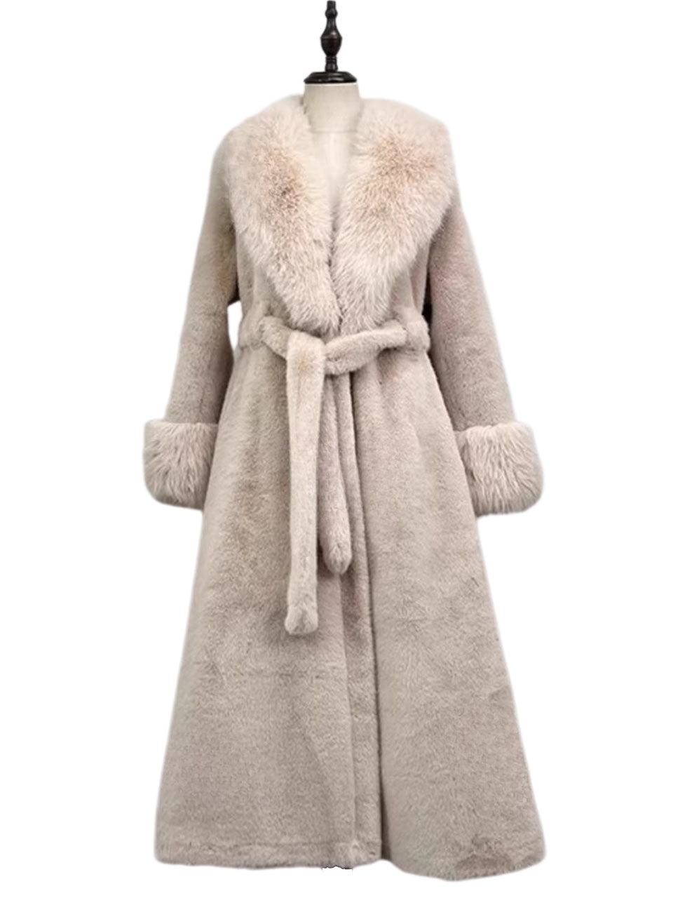 Faux Fur Coat Luxury Knee-Length Long Sleeve Maxi Winter Coat