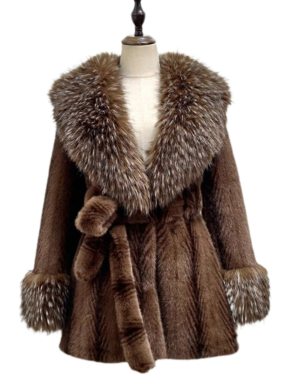 Faux Fur Coat Luxury Mid-Length Long Sleeve Maxi Winter Coat