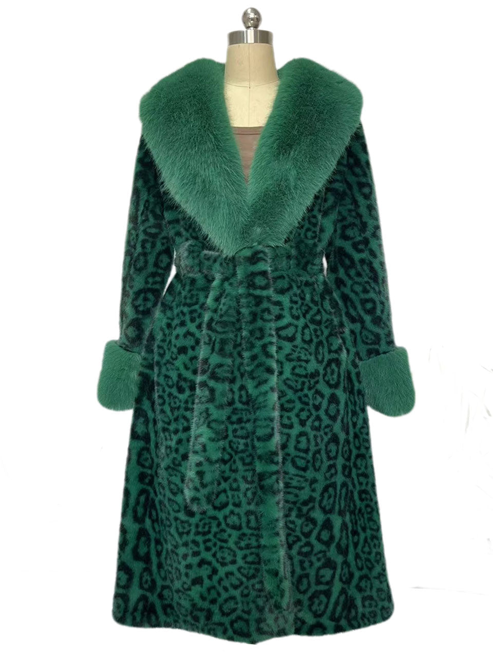 Faux Fur Coat Luxury Knee-Length Long Sleeve Maxi Winter Coat
