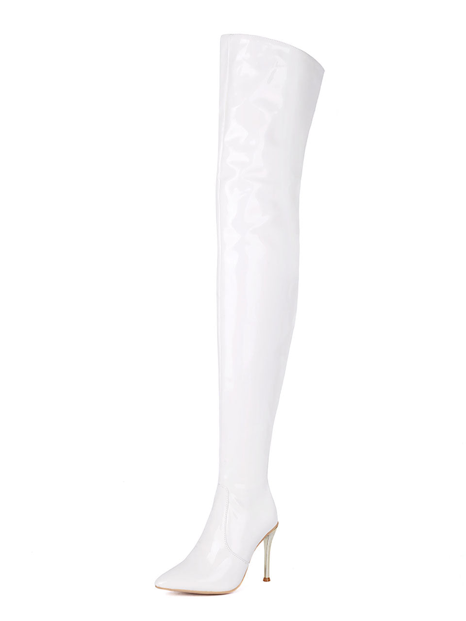 10CM Patent Leather Thigh Ultra High Stiletto Heel Over The Knee Warm Boots