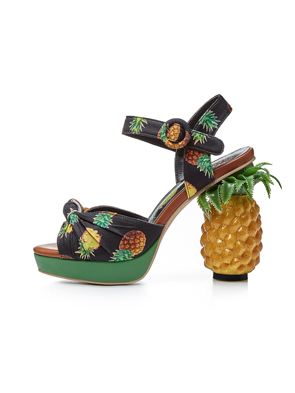 Fruit Heel Pineapple Print Platform Bow Vintage Sandals