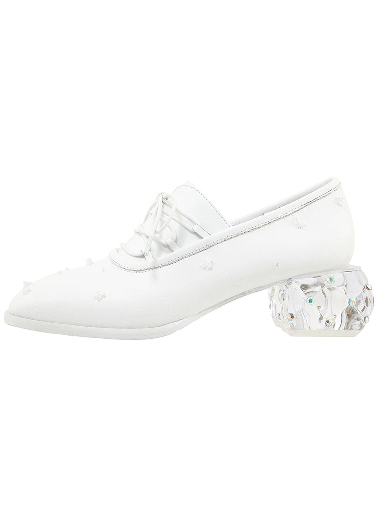 Luxury Crystal Block Heel Leather Mary Jane Vintage Shoes