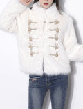 White Victorian Frock Long Sleeve Faux Fur Coat Winter Coat