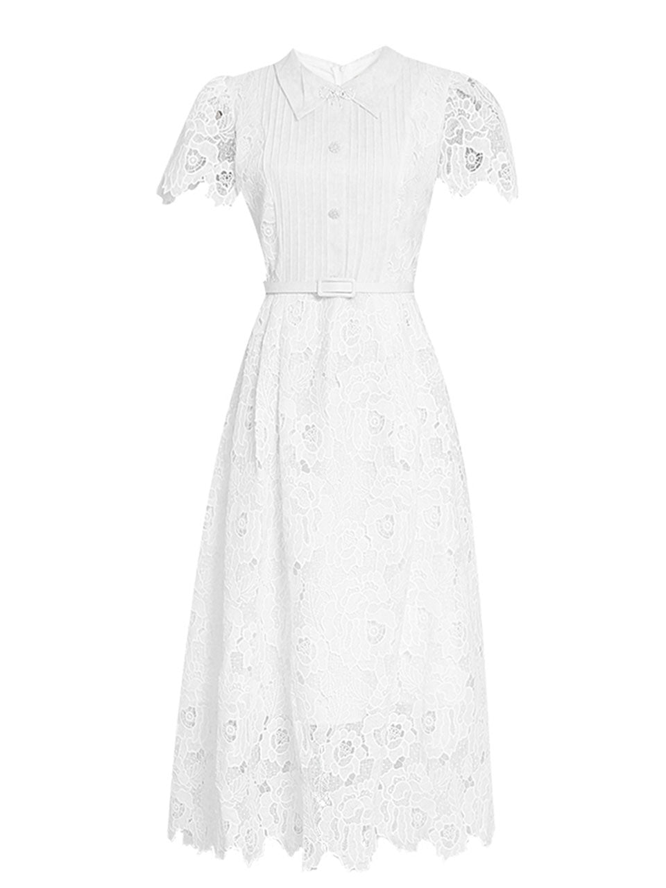 White Lace Short Sleeve 1950S Vintage Dress