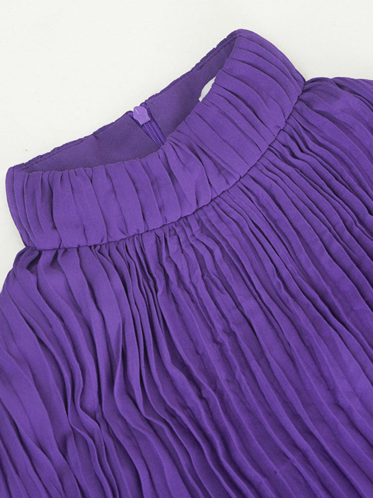 Purple Lantern Long Sleeve Romantic Chiffon Dress
