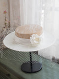 Vintage Lace Flower Hepburn Hat Boater Hat
