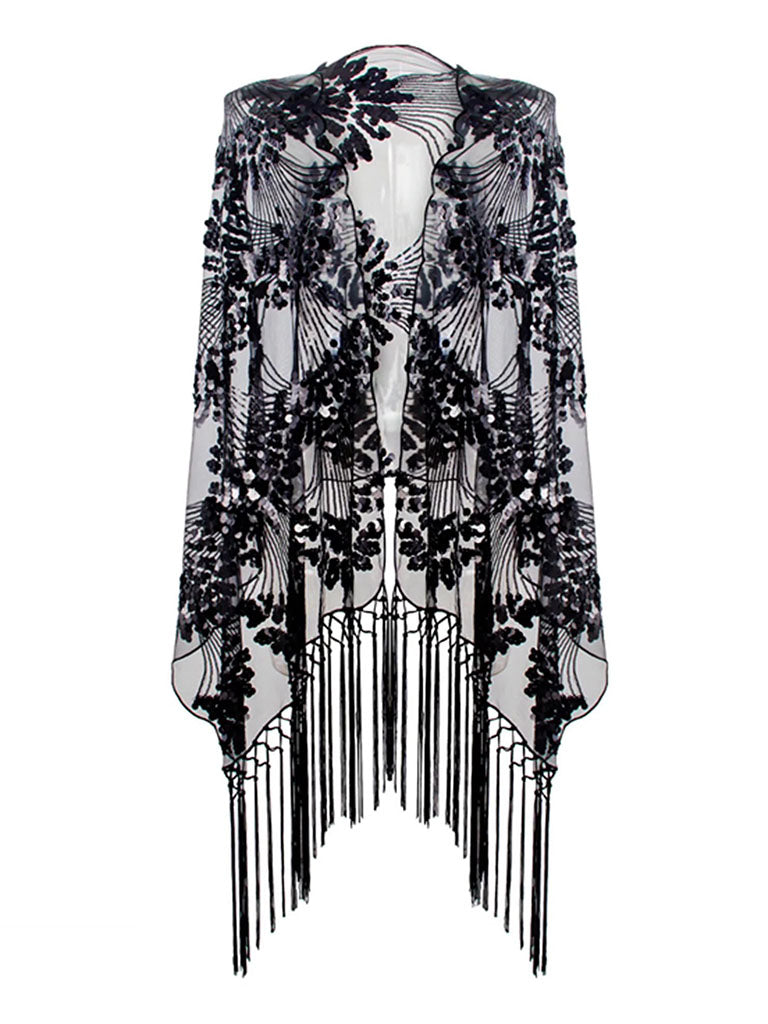 Great Gatsby 1920's Bridal Flapper Sequin Cape