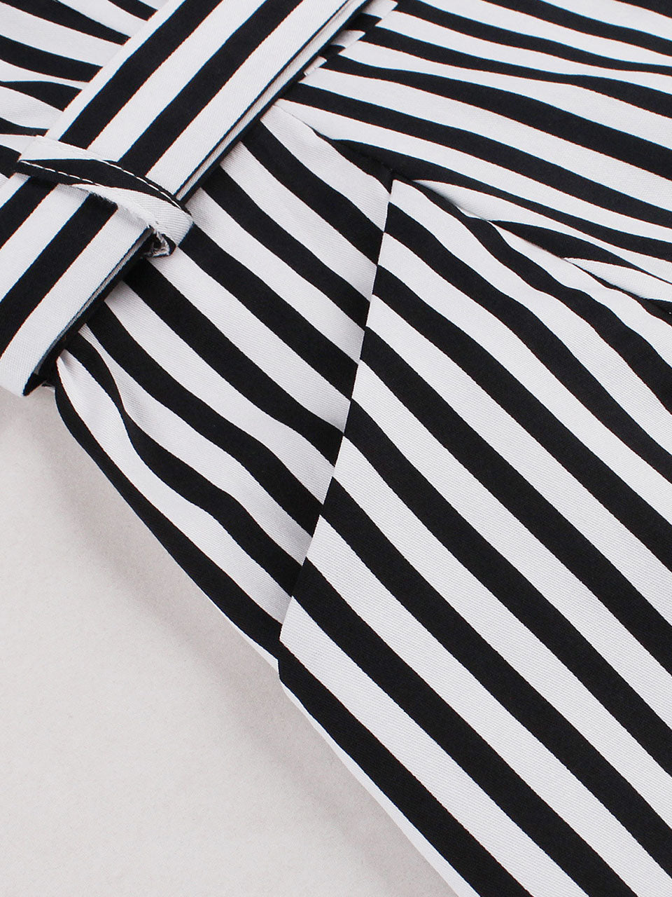 Black Peter Pan Collar Stripe 1950s Vintage Swing Dress