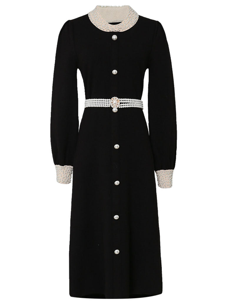 Handmade Pearl Hepburn Style Knitted Little Black Dress