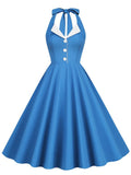 Klein Blue Vintage Halter Backless 1950S Vintage Dress