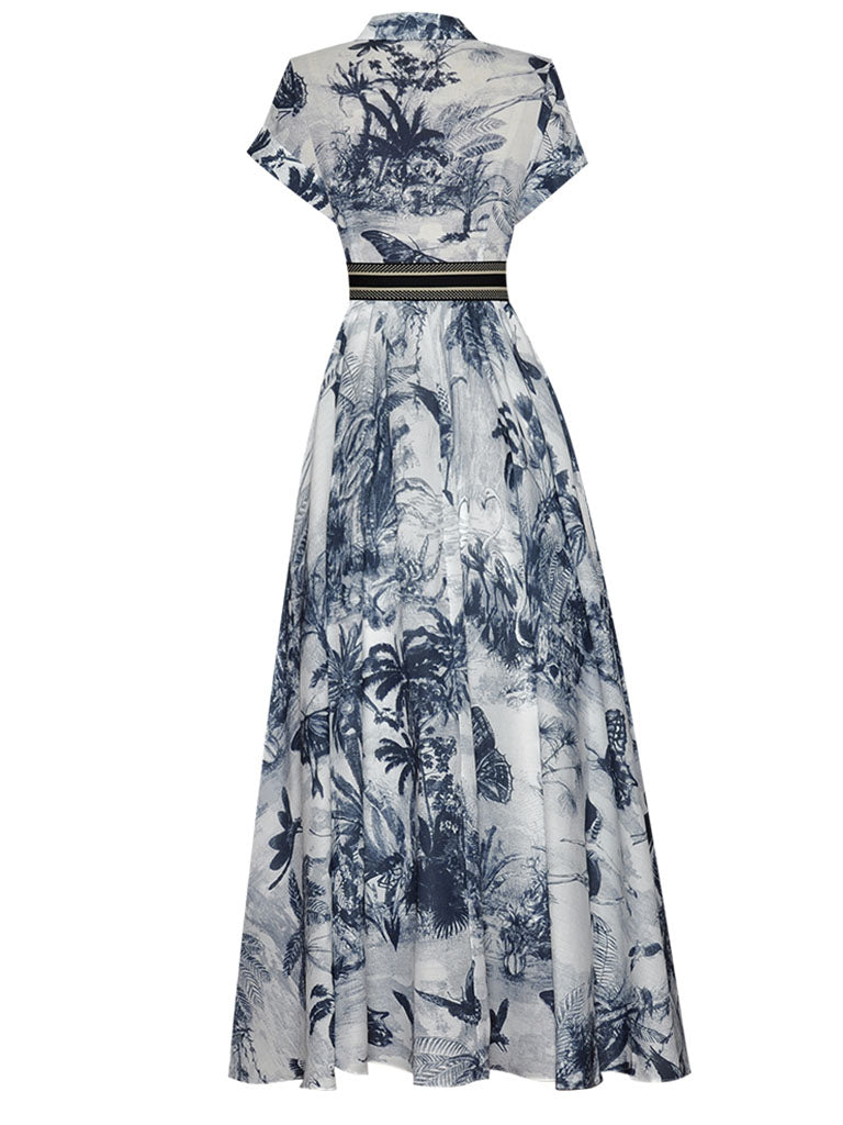 Blue Butterfly Print 1950S Vintage Dress