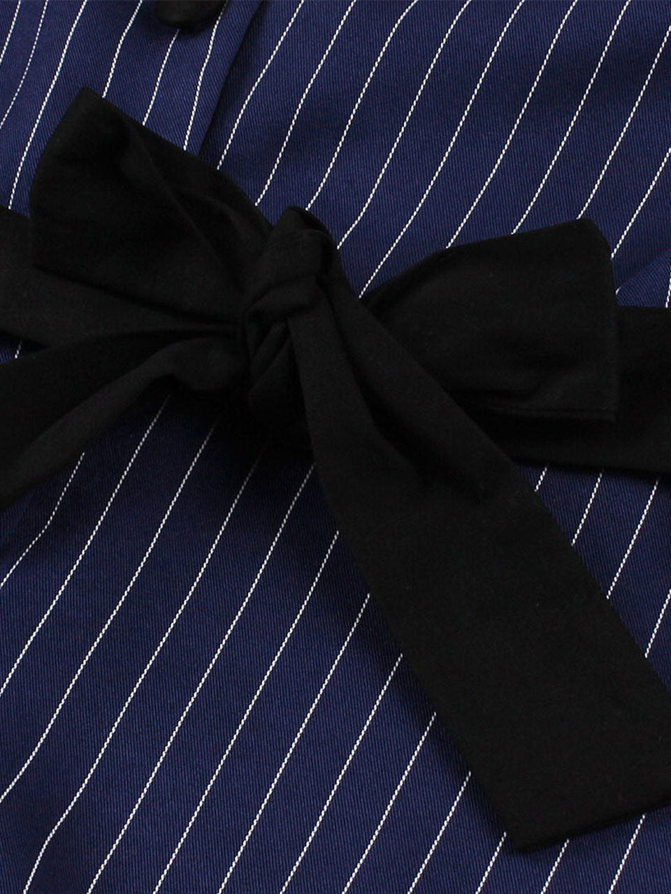 1950S Navy Vertical Stripes 3/4 Sleeve Vintage Swing Dress
