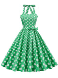 Blue And White Polka Dots Vintage Halter 1950S Dress