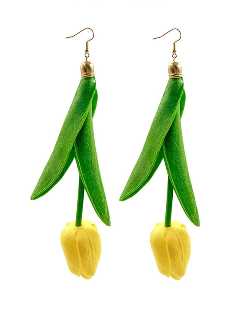 Tulip Flower Long Simulation Flower Holiday Earrings