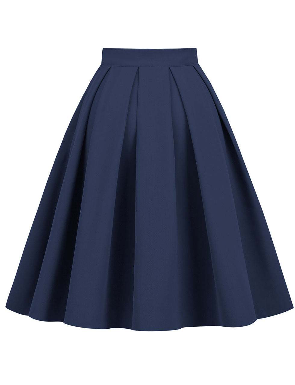 1950S Blue High Wasit Pleated Swing Vintage Skirt