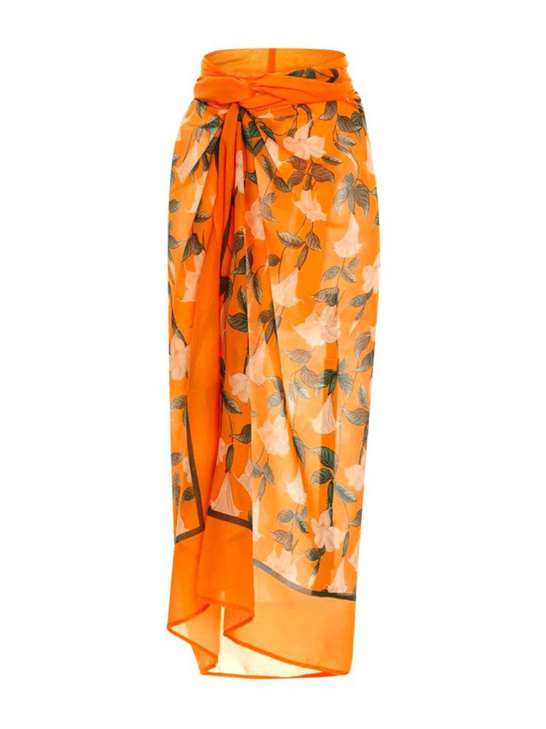 Orange Retro Floral Print Bikini
