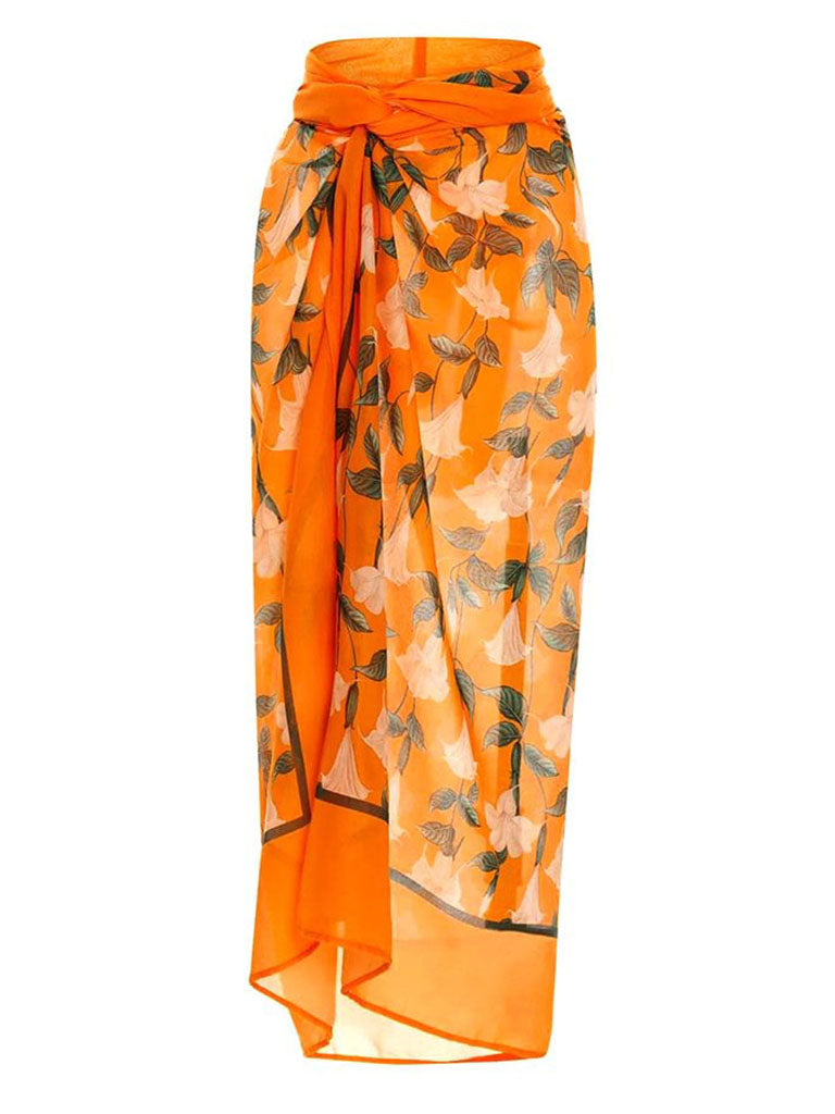 Orange Handmade Flower Halter Ruffles One Piece