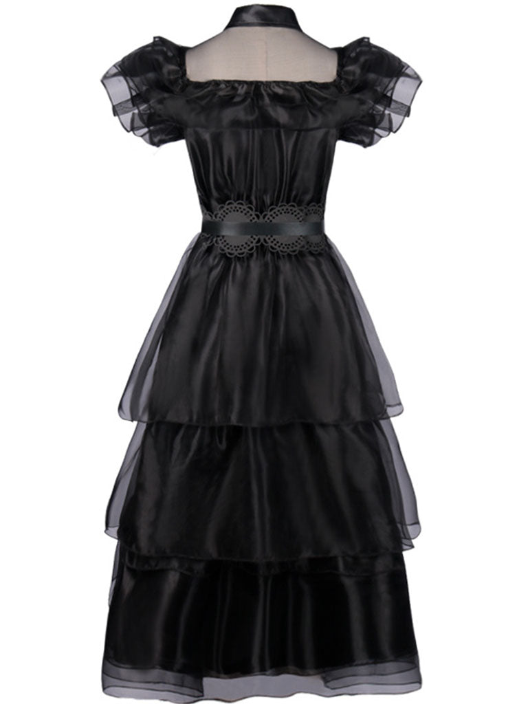 Black Ruffles Gothic Style Organza Vintage Dress Wednesday Dress