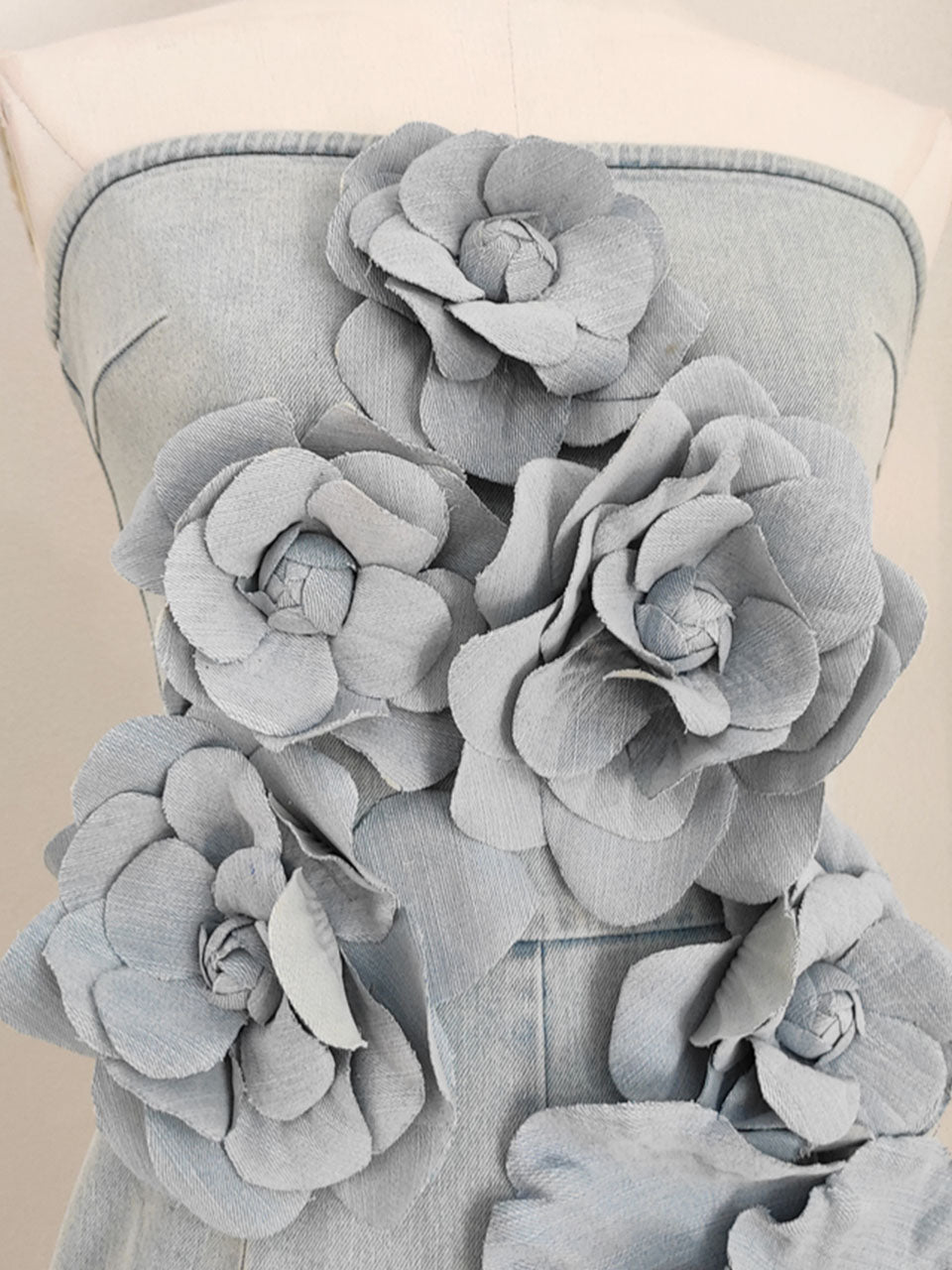 Bandeau Floral Denim Vintage Jumpsuit