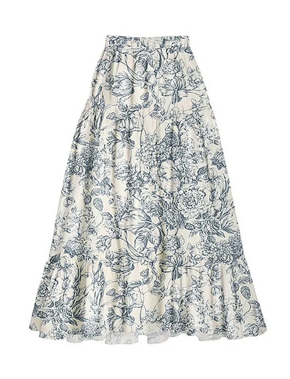 Blue Retro Style Ruffles One Piece