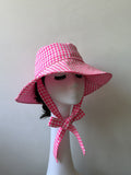 Pink Gingham Wide-brimmed Hat
