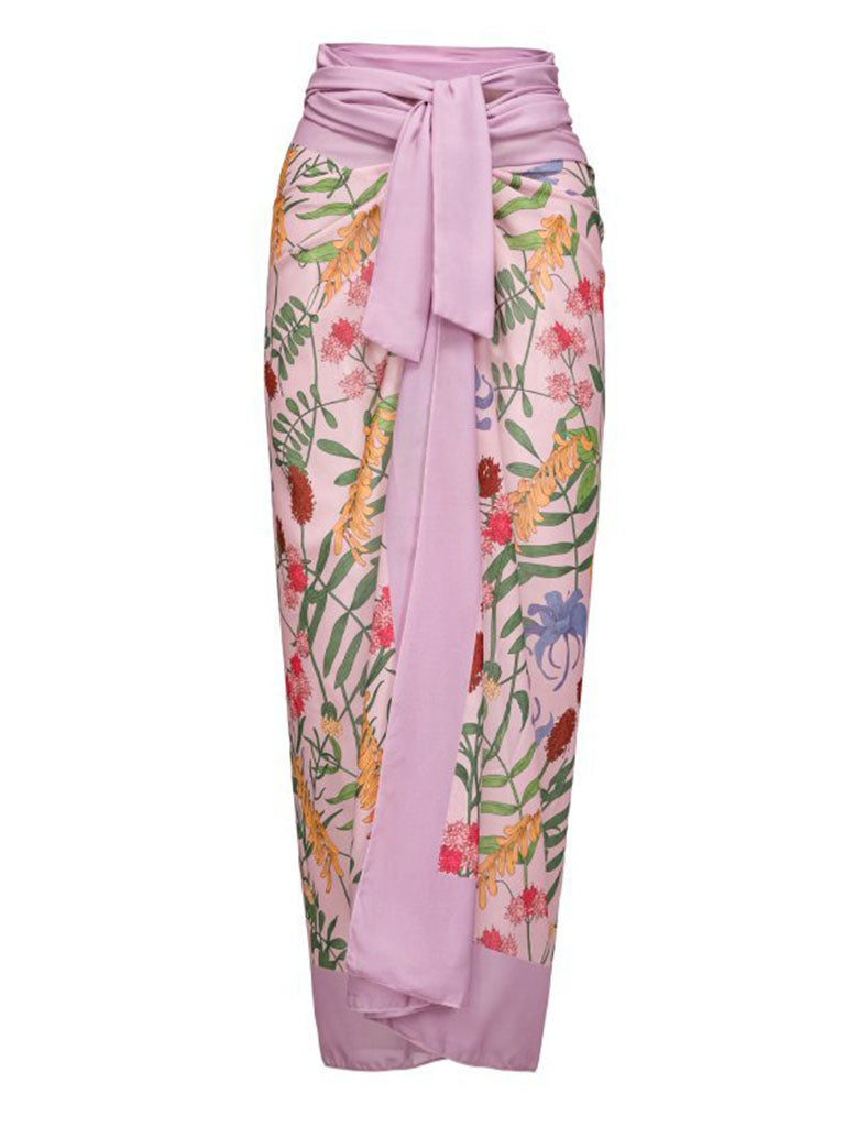 Pink Floral Print Retro Style Ruffles One Piece