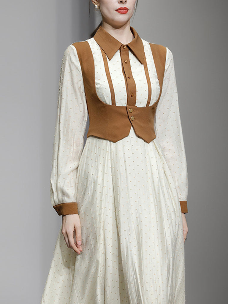 1950S Apricot Polka Dots Fake Two Piece