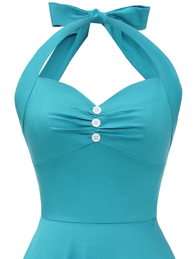 Lake Blue Halter Swing 1950S Vinatge Dress