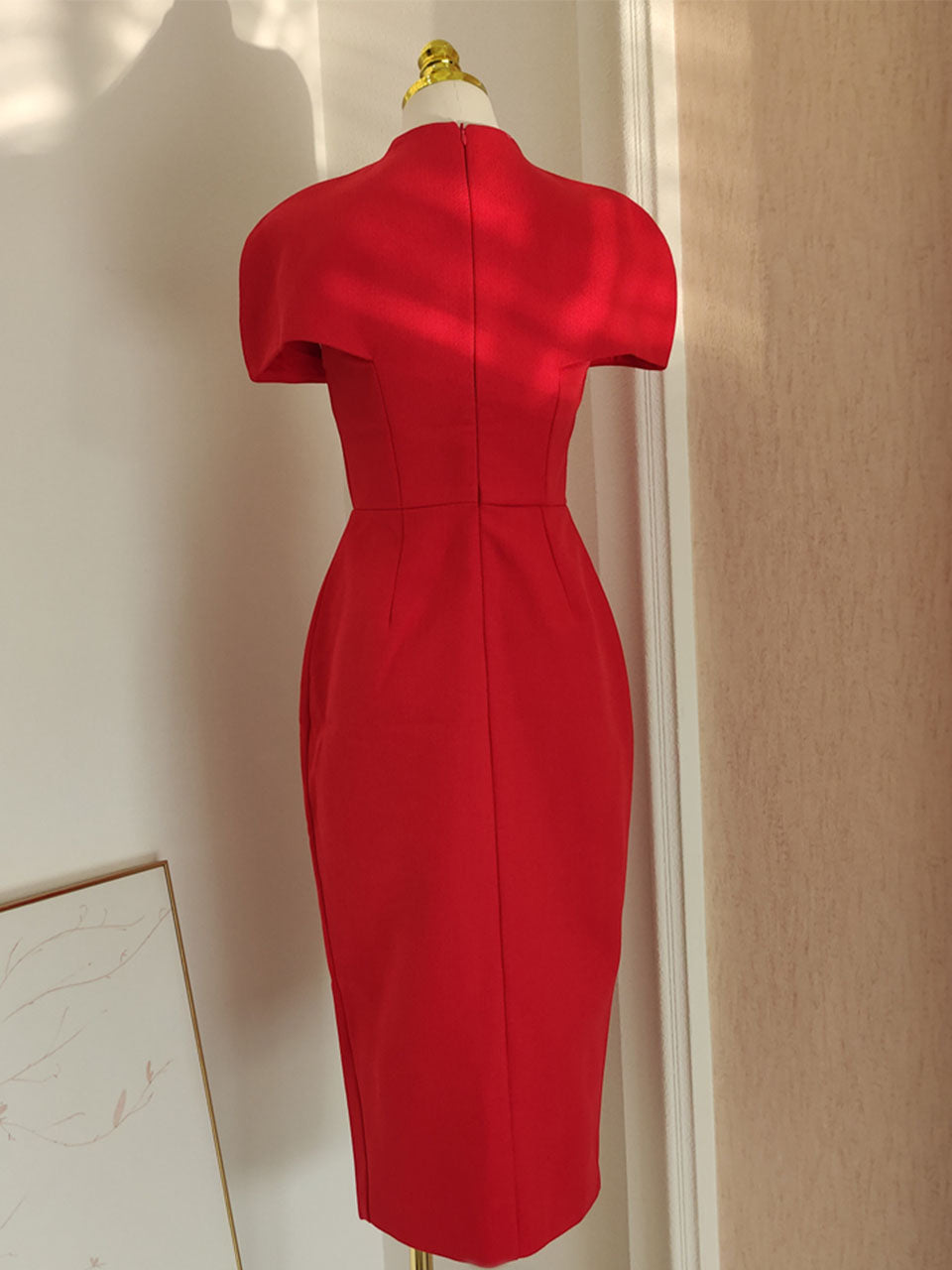 Red Flower Bodycon Party Dress