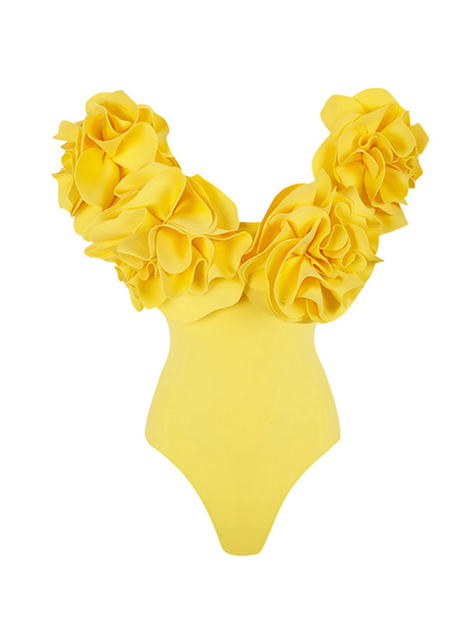 Yellow V Neck Flower One Piece