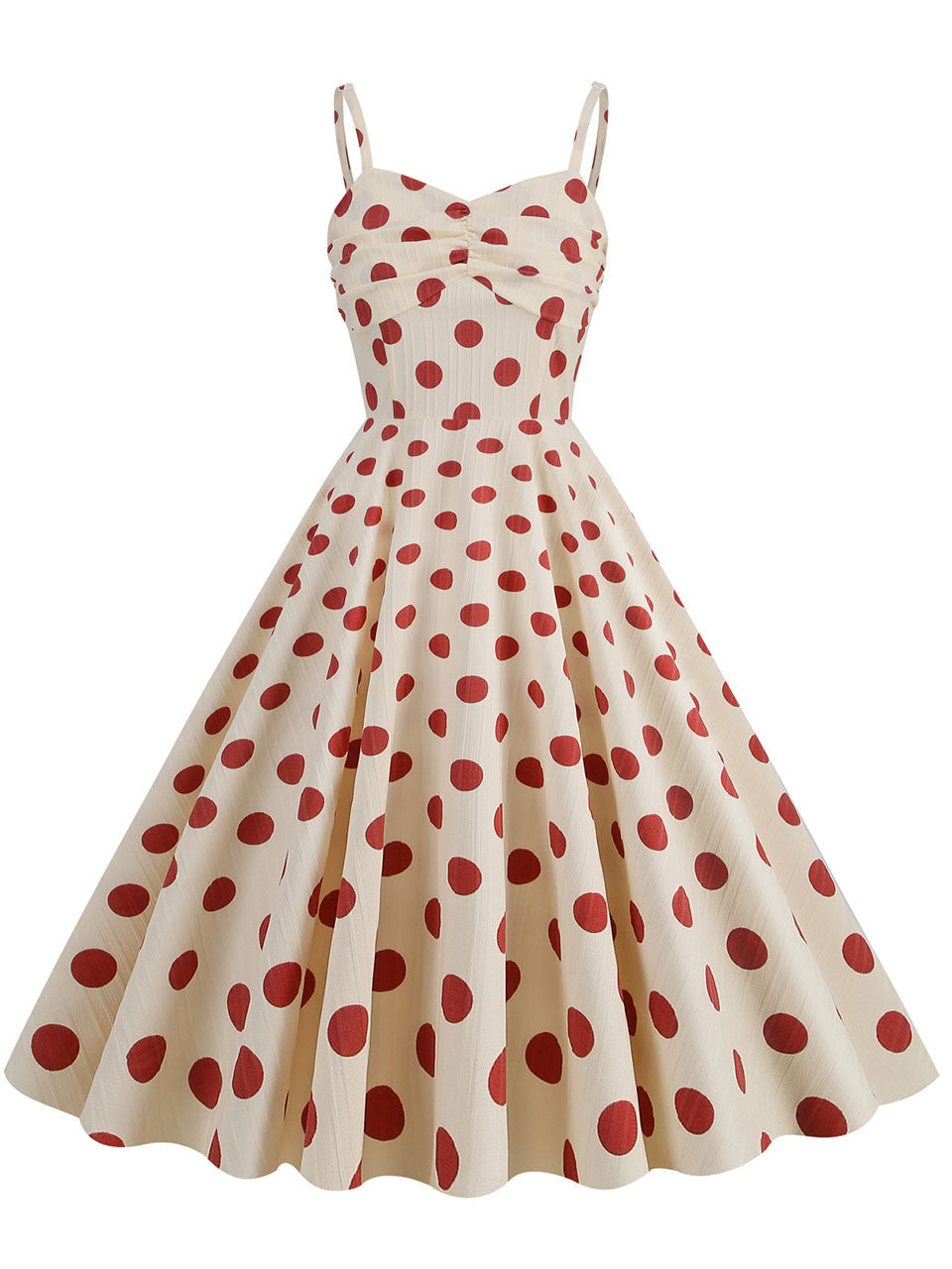 Green Polka Dots Vintage Strap Backless 1950S Vintage Dress