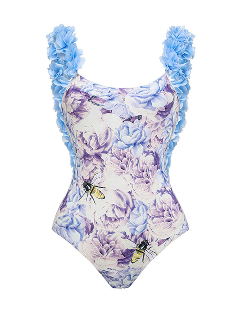 2PS Blue Flower One Piece