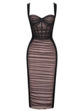 Wine Red Mesh Strap Corset Velvet Bodycon Dress Gown Party Dress