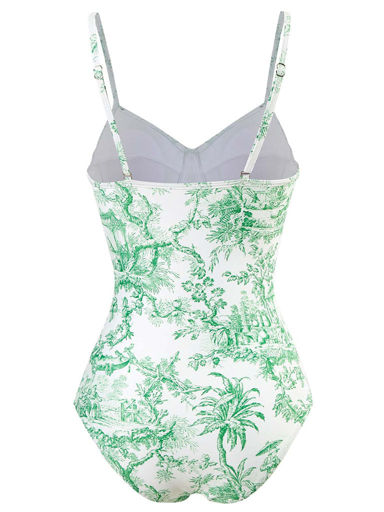 Romantic Floral Print Strap One Piece