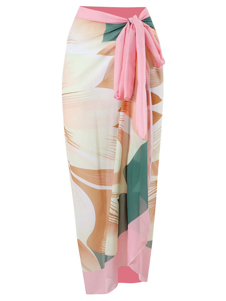Pink Floral Print Flower Strap One Piece